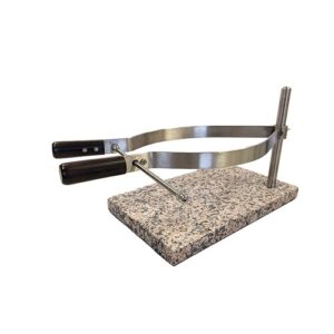 Mortadella press, stainless steel on marble base