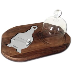 Dark truffle set with glass bell and slicer