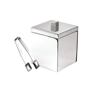 Double Wall Square Ice Bucket with Cover and Tong