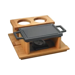 LV ECO HP 2215 T13 K44 Hot Plate and Wooden Service Stand Rectangular 22x15cm