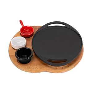 LV ECO SK 20 T7 K44 Turkish Wok & Wooden Service Platter Round 20cm