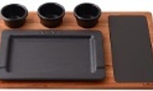 LV HRC 001 AS 551 Service Dish Rectangular 17x25cm Black With Wooden & Removable Porcelain Service Platter