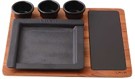 LV HRC 016 AS 553 Service Dish Square 22x22cm Black with Wooden & Removabale Porcelain Service Platter